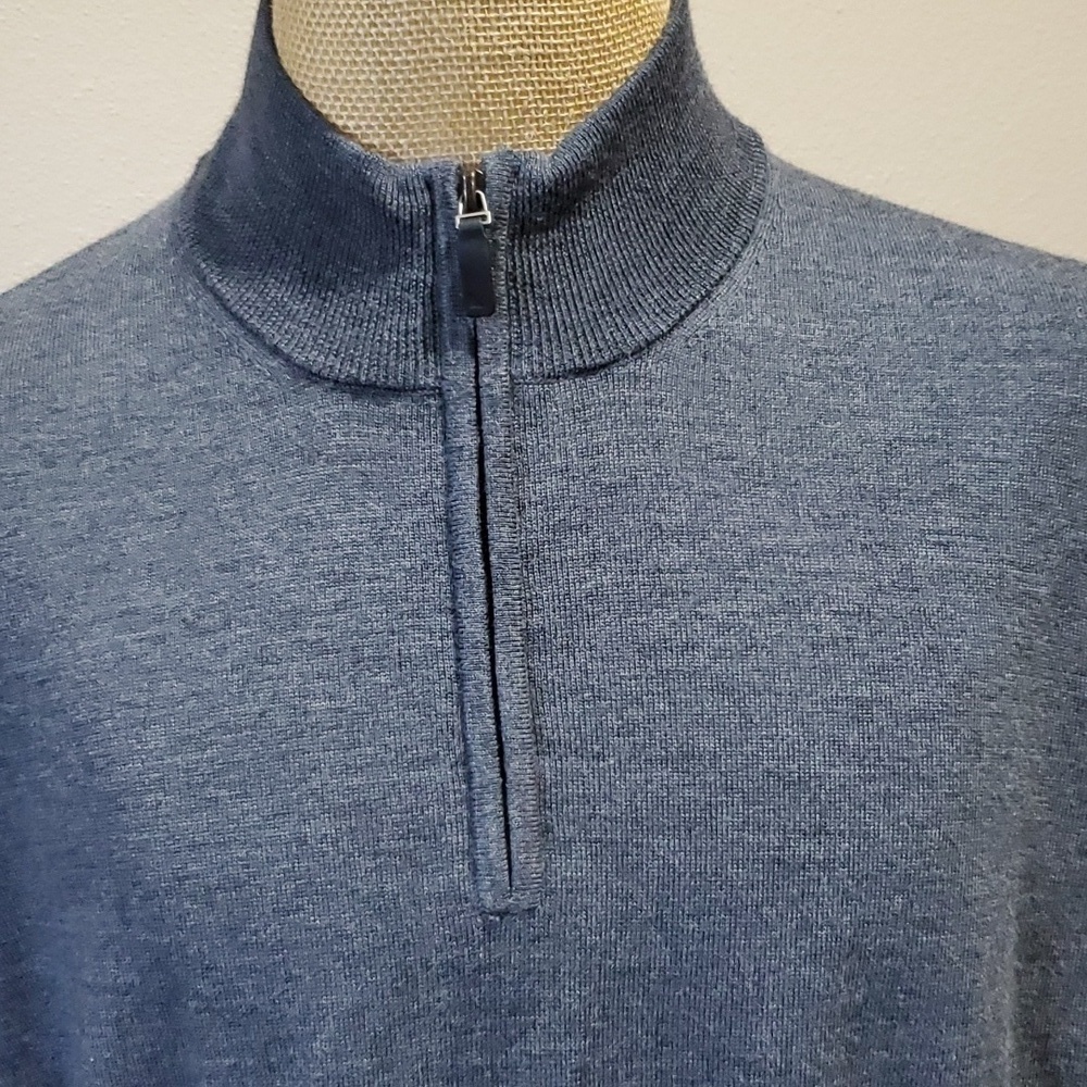 Untuckit merino wool charcoal Grey knit long sleeve sweater 1/4 zip - Picture 2 of 5